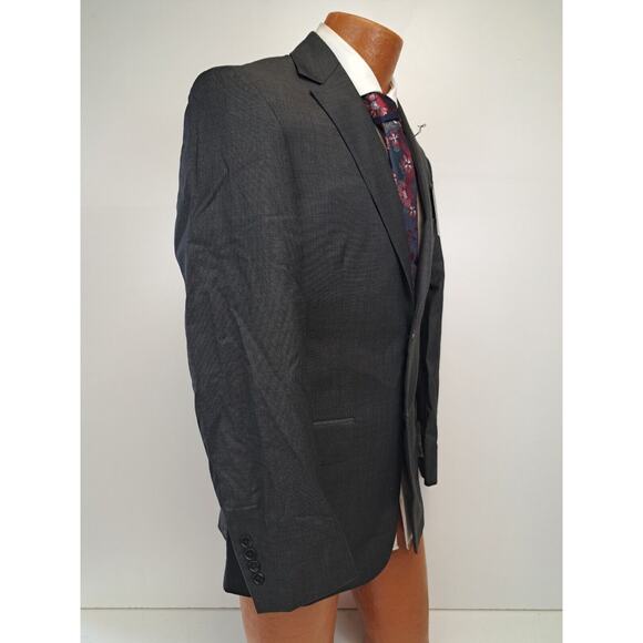 Jos A Bank Mens 2 Piece Suit 38R Charcoal Gray Wool Flat Front Pants 34x29 - Picture 7 of 14